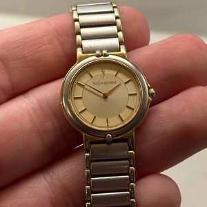 Vintage Yves Saint Laurent Watch Two Tone Womens Quartz